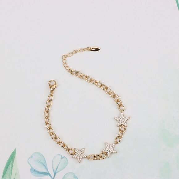 "Rose Gold Plated Star Charm Bracelet with Adjustable Chain, XPBL0915 - Picture 4 of 13